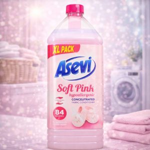 Asevi Concentrated Fabric Softener Hypoallergenic Soft Pink Talco Rosa 84 Wash